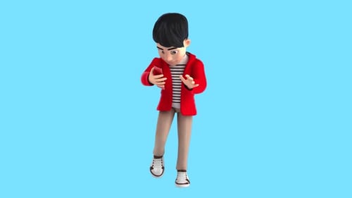 Fun 3D cartoon kid walking like a zombie (with alpha channel included)