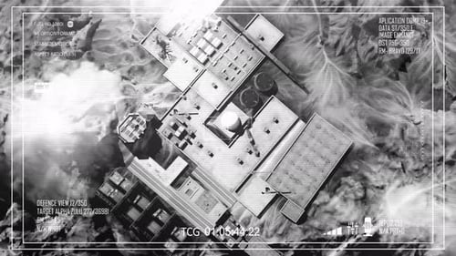 Nuclear facility in the desert attacked from Air, Drone view