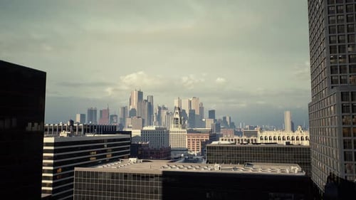 Foto panorámica del horizonte de la ciudad que enfatiza el diseño arquitectónico y el ambiente