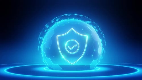 Glowing Cyber Security Shield Data Protection