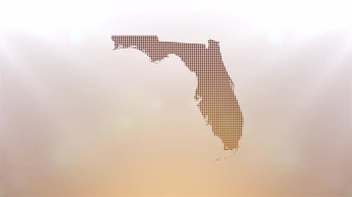 Pixelated Map of Florida State Reveal Animation