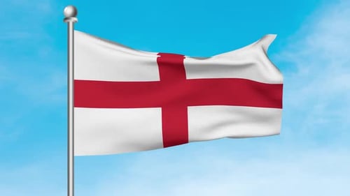 Realistic England Flag Waving in Blue Sky Animation