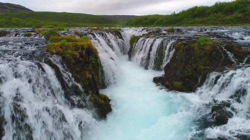 Cinematic View Of Beautiful Waterfall In Iceland