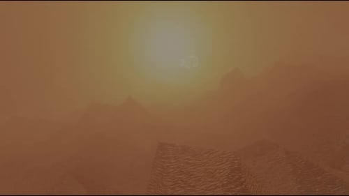 Desert landscape with sun