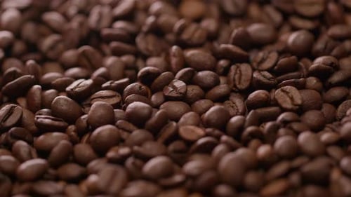 Pile of Freshly Roasted Coffee Beans Close-Up