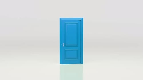 Blue Door Opening to Bright Light Reveal Animation