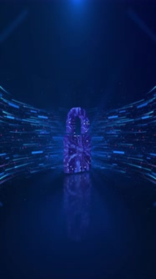 Futuristic Digital Lock Icon Technology Concept Reveal