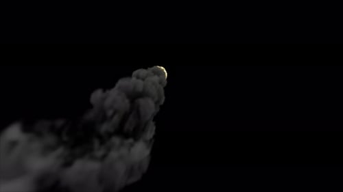 Burning Meteor with smoke trails, on transparent background