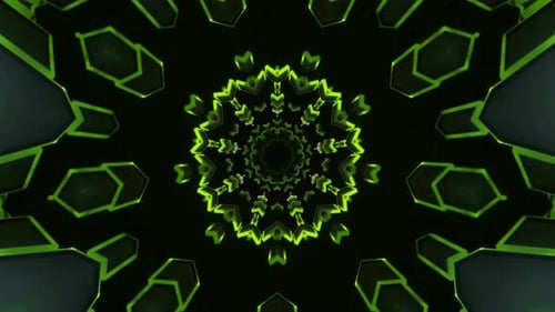 Green neon kaleidoscope pattern