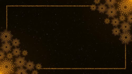 Elegant Golden Snowflakes Glittering Frame Loop Background
