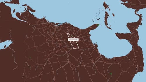 Rotating Map Of Tennessee State, USA