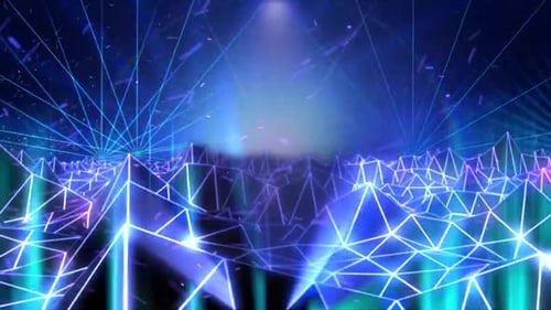 Neon Geometric Glowing Cyber Grid Background