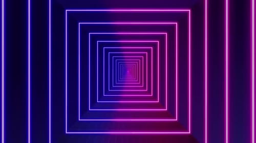 Leuchtender neonförmiger quadratischer Tunnelhintergrund