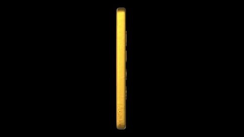 Side View of a Gold Bar on Black Background