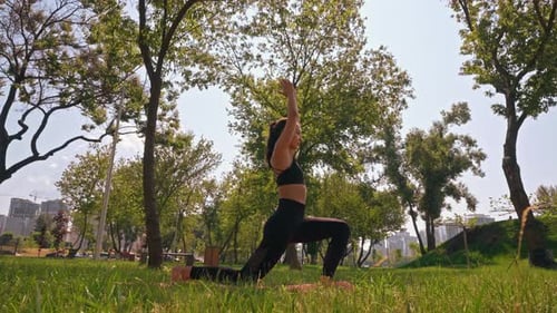 Woman Practicing Yoga in a Park