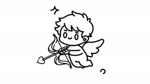 Animated Adorable Cupid with Bow and Arrow: A Valentine's Day Illustration