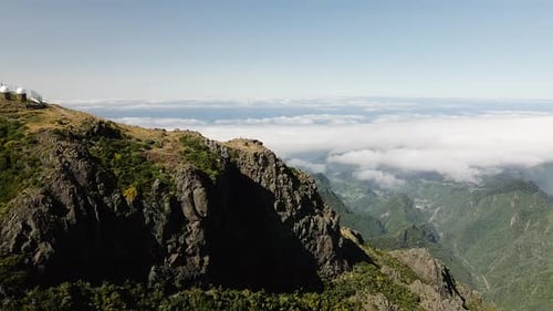 Amazing View on the Mountain Peaks from Pico do Arieiro on Portuguese Island of Madeira - aerial dro