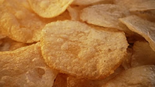Crispy Golden Potato Chips Close-Up