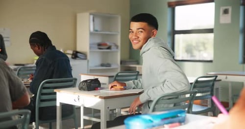 Teen Student Smiling in a Classroom