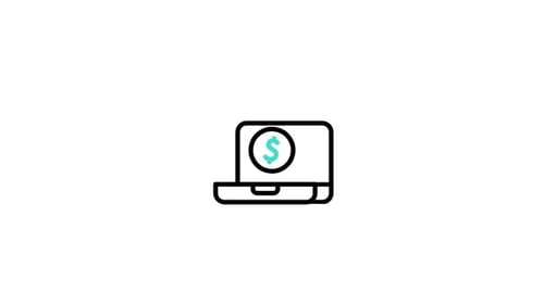 Animated Laptop with Dollar Sign and Financial Growth Bar Graph