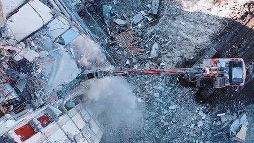 Aerial View of Earthquake Destruction with Collapsed Buildings