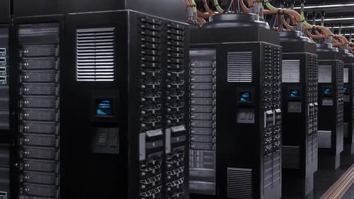 Modern Data Network Center Servers. Cloud Computing, E-Commerce Upload Download Data. Mining Farm, S