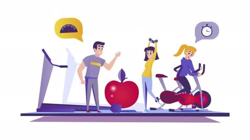 Modern Fitness Workout Animation with Personal Trainer