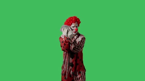 Funny Clown on Green Screen Chroma Key