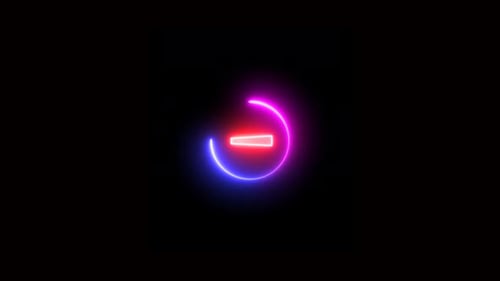 blue pink and red color glowing neon line circle on the sign symbol