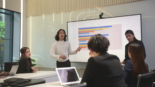 Business people having a meeting and present in a conference room at the office.