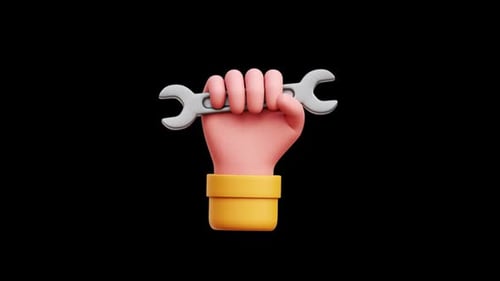 Ícone 3D de mão com chave