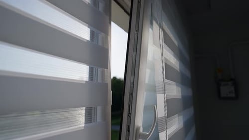 An Open Window with Blinds Hanging on It