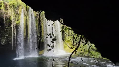 Wild Waterfall View Inside The Cave 2