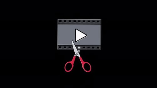 Modern Scissors Cutting Video Player Icon Animation