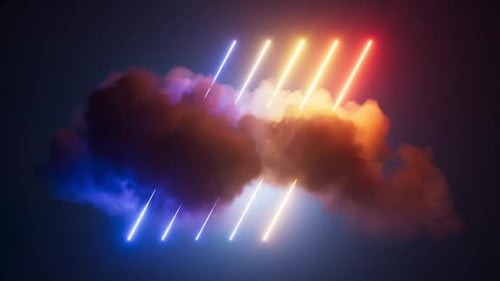 Vibrant Neon Light Streaks Through Abstract Cloud