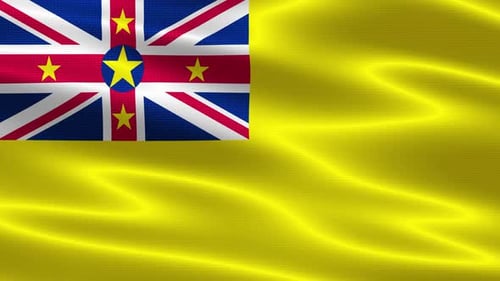Niue National Flag Waving in Realistic Looping Animation