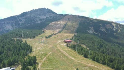 Aerial View Over Ski Slope Plato In Pirin Mountain In Bulgaria