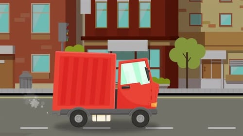 Small Truck drive street 4K