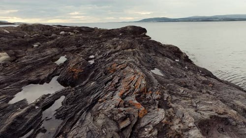 Aerial Vistas of Volcanic Rocky Norway Amid Cloudy Cold Weather Embracing the Wild