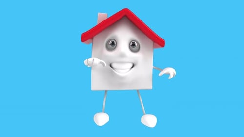 Fun 3D cartoon house dancing (with alpha channel included)