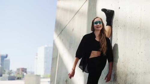 Highest leg hold split stretch practice for contemporary dance