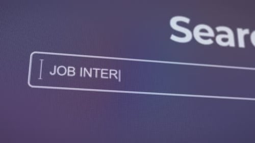 Concept de barre de recherche technologique d'entretien d'embauche Interface de recherche numérique