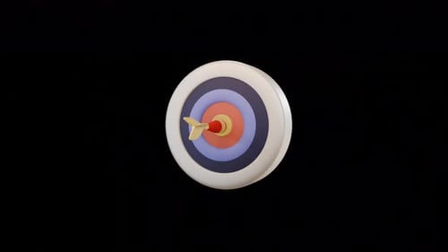 Precision Target Hit: Animated Dart Bullseye Success