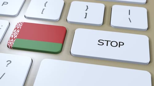Belarus Country Flag and Stop Button 3D Animation