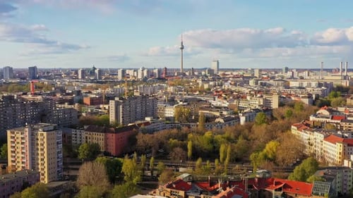 Aerial view of Berlin cityscape with TV Tower, Germany.