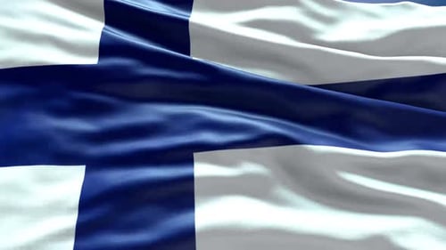 Realistic Waving Finland National Flag Animation
