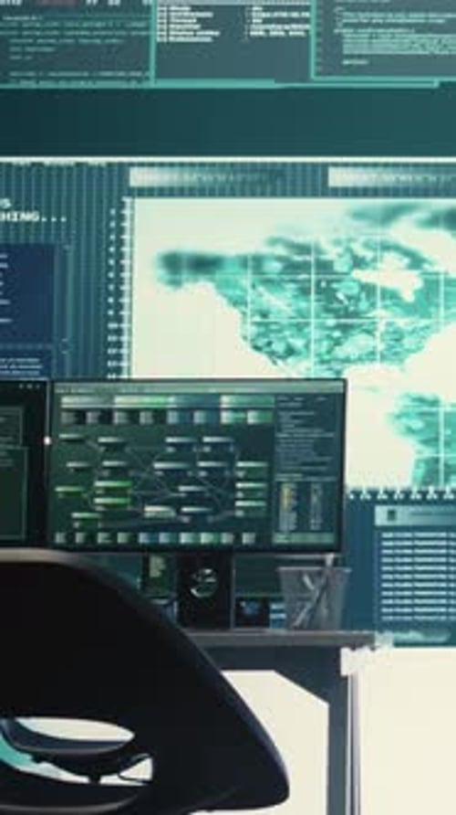 Sala de Monitorización Vertical de Ciberseguridad por Vídeo con Equipos de Alta Tecnología