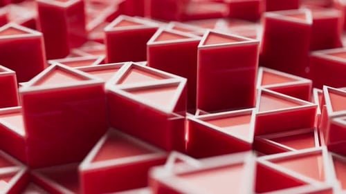 Abstrakte Anordnung roter geometrischer Formen