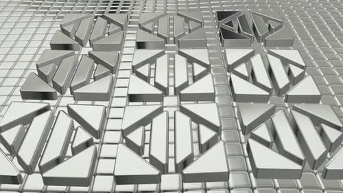 3D Geometric Metallic Grid Pattern Loop Animation
