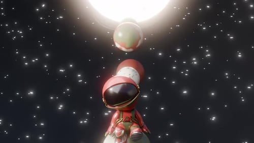 Cartoon Astronaut Loop Animation Satisfying Video